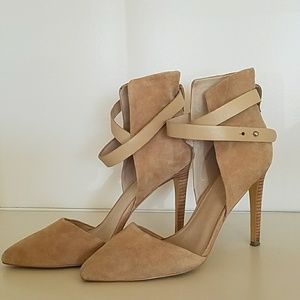 Joe's Jeans tan leather ankle strap heel
